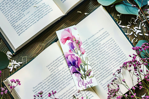 April Bookmark, Floral Bookmark, Sweetpea Bookmarks, Birthday Flower Bookmark s2 Sublimation Designing with Marlo 