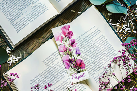 April Bookmark, Floral Bookmark, Sweetpea Bookmarks, Birthday Flower Bookmark s2 Sublimation Designing with Marlo 