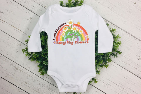 April Showers Bring May Flowers, Retro Spring PNG Sublimation CraftLabSVG 