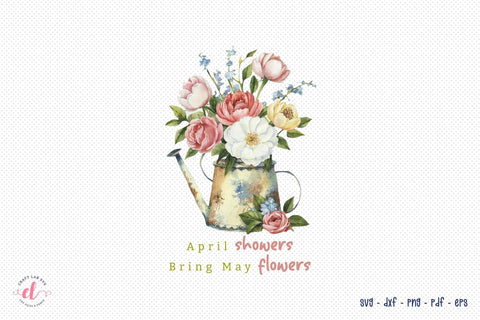 April Showers Bring May Flowers Sublimation Sublimation CraftLabSVG 