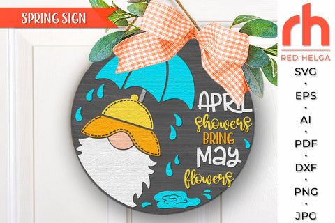 April Showers Bring May Flowers SVG, Layered Door Sign DXF SVG RedHelgaArt 