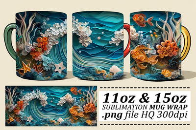 Aqua Fantasy Mug Sublimation Design Sublimation afrosvg 
