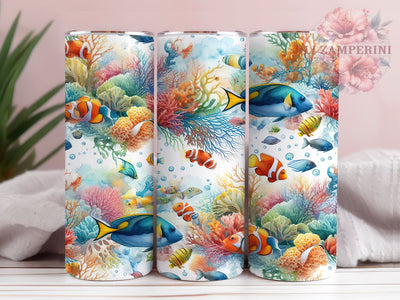 Aquarium 20oz Tumbler Wrap PNG, Underwater Ocean Fish Tumbler Png, Straight & Tapered Tumbler Wrap, Instant Digital Download Sublimation Li Zamperini 