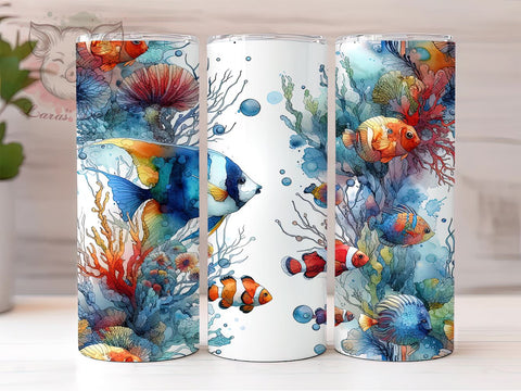 Aquarium Colorful Fish Coral Underwater 20oz Tumbler Png, Straight & Tapered Tumbler Png, Aquarium Tumbler Png, Digital Download PNG Sublimation Lara' s Designs 