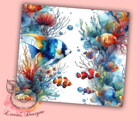 Aquarium Colorful Fish Coral Underwater 20oz Tumbler Png, Straight & Tapered Tumbler Png, Aquarium Tumbler Png, Digital Download PNG Sublimation Lara' s Designs 