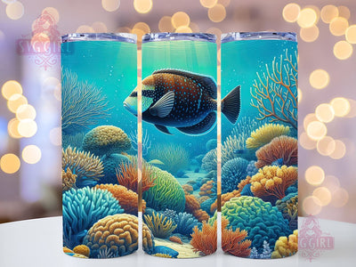 Aquarium Tumbler Wrap, 20oz Skinny Tumbler Sublimation Design, Instant Download, Straight & Tapered Tumbler Wrap, Underwater Ocean Fish PNG Sublimation SvggirlplusArt 