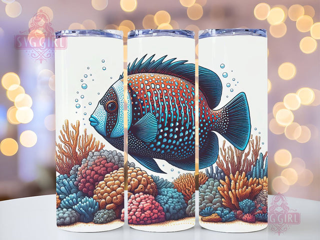 Aquarium Tumbler Wrap, 20oz Skinny Tumbler Sublimation Design, Instant Download, Straight & Tapered Tumbler Wrap, Underwater Ocean Fish PNG Sublimation SvggirlplusArt 