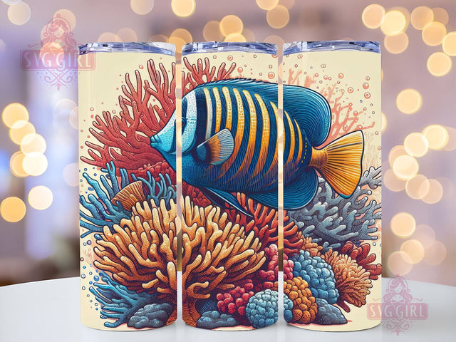 Aquarium Tumbler Wrap, 20oz Skinny Tumbler Sublimation Design, Instant Download, Straight & Tapered Tumbler Wrap, Underwater Ocean Fish PNG Sublimation SvggirlplusArt 