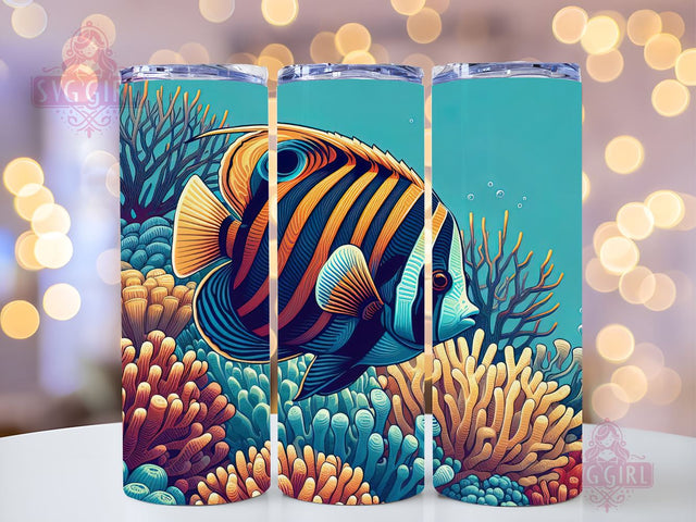 Aquarium Tumbler Wrap, 20oz Skinny Tumbler Sublimation Design, Instant Download, Straight & Tapered Tumbler Wrap, Underwater Ocean Fish PNG Sublimation SvggirlplusArt 