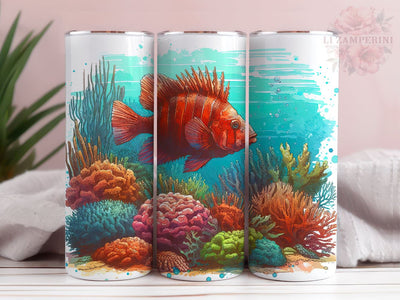 Aquarium Tumbler Wrap, Underwater Ocean Fish PNG, Instant Digital Download PNG, Straight & Tapered Tumbler Wrap PNG Sublimation Li Zamperini 
