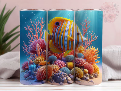 Aquarium Tumbler Wrap, Underwater Ocean Fish PNG, Instant Digital Download PNG, Straight & Tapered Tumbler Wrap PNG Sublimation Li Zamperini 