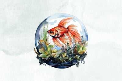 Aquarium Watercolor Decor Art Bundle Sublimation Designangry 