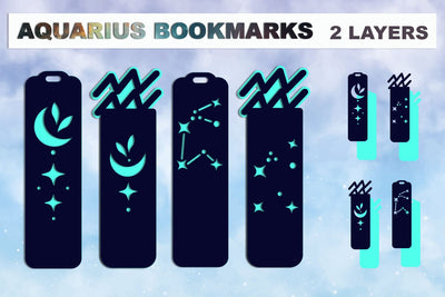Aquarius bookmarks svg, Zodiac sign Layered bookmarks svg SVG AnastasiyaArtDesign 