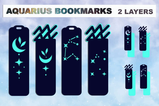 Aquarius bookmarks svg, Zodiac sign Layered bookmarks svg SVG AnastasiyaArtDesign 
