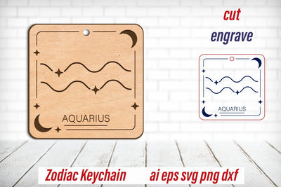 Aquarius keychain svg, Zodiac sign, Astrology laser engraving SVG AnastasiyaArtDesign 