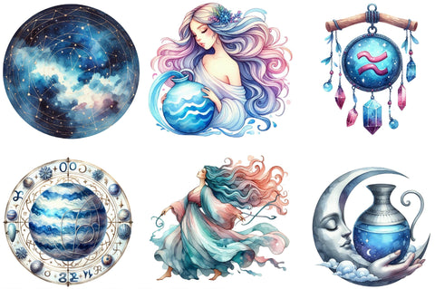 Aquarius Season Clipart Sublimation SVGista 