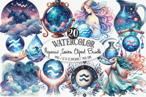 Aquarius Season Clipart Sublimation SVGista 