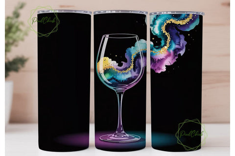 Aquarius Wine Glass 20oz Tumbler Wrap Sublimation PixelChick 