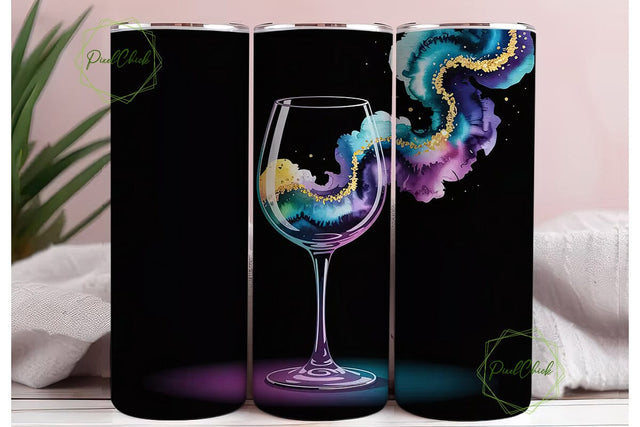 Aquarius Wine Glass 20oz Tumbler Wrap Sublimation PixelChick 