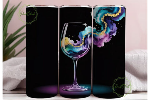 Aquarius Wine Glass 20oz Tumbler Wrap Sublimation PixelChick 
