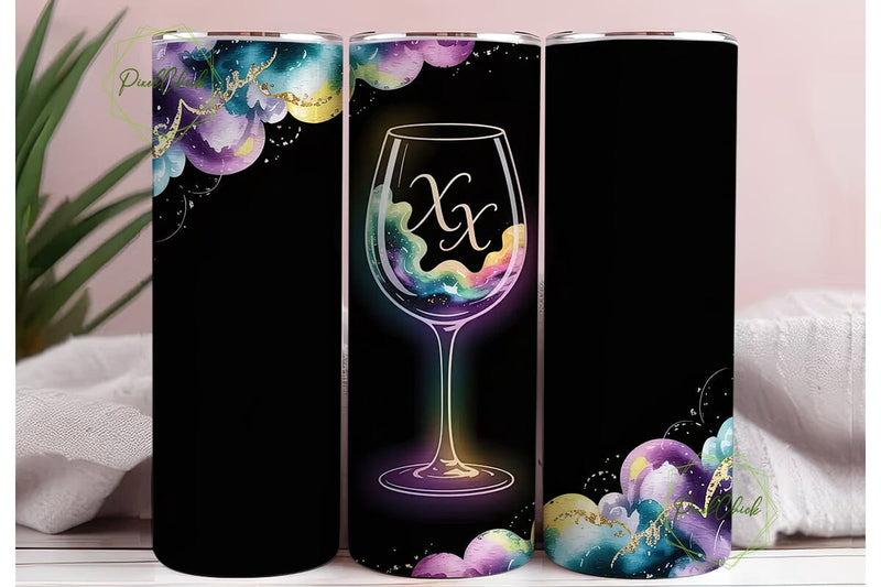 Aquarius Wine Glass 20oz Tumbler Wrap Sublimation PixelChick 