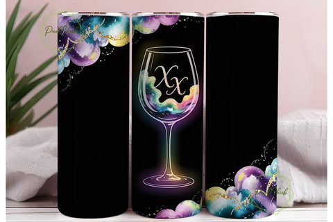 Aquarius Wine Glass 20oz Tumbler Wrap Sublimation PixelChick 
