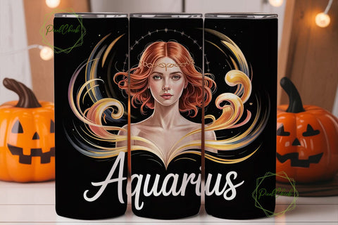 Aquarius Zodiac 20oz Tumbler Wrap Sublimation PixelChick 