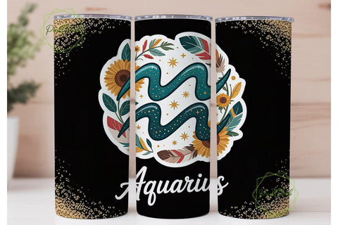 Aquarius Zodiac 20oz Tumbler Wrap Sublimation PixelChick 