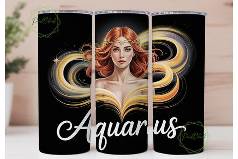 Aquarius Zodiac 20oz Tumbler Wrap Sublimation PixelChick 