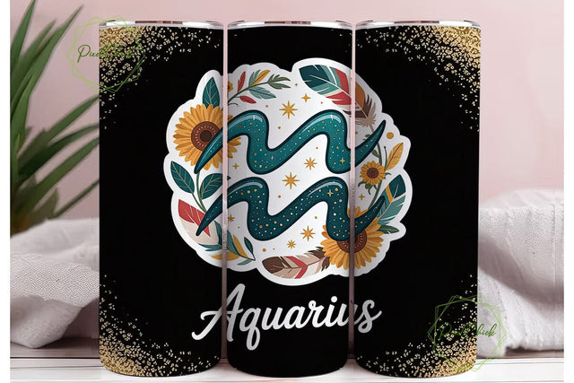 Aquarius Zodiac 20oz Tumbler Wrap Sublimation PixelChick 