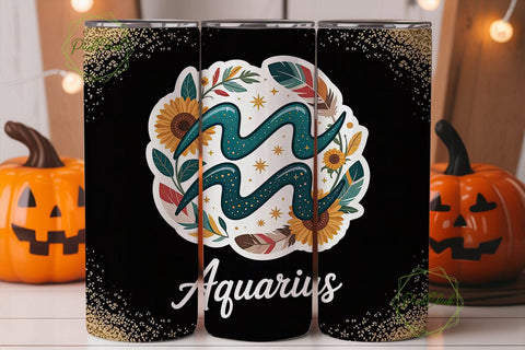 Aquarius Zodiac 20oz Tumbler Wrap Sublimation PixelChick 