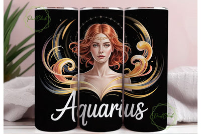 Aquarius Zodiac 20oz Tumbler Wrap Sublimation PixelChick 