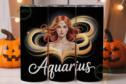 Aquarius Zodiac 20oz Tumbler Wrap Sublimation PixelChick 