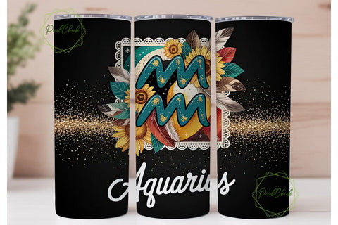 Aquarius Zodiac 20oz Tumbler Wrap Sublimation PixelChick 
