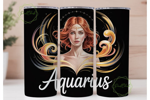 Aquarius Zodiac 20oz Tumbler Wrap Sublimation PixelChick 