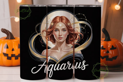 Aquarius Zodiac 20oz Tumbler Wrap Sublimation PixelChick 
