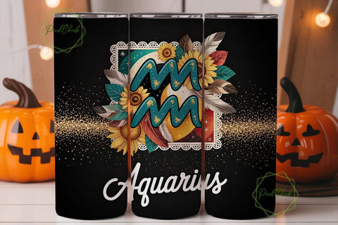 Aquarius Zodiac 20oz Tumbler Wrap Sublimation PixelChick 