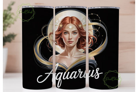 Aquarius Zodiac 20oz Tumbler Wrap Sublimation PixelChick 