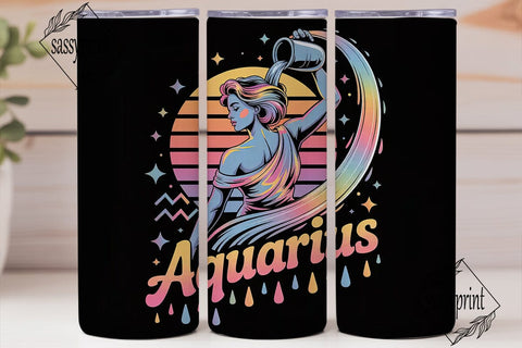 Aquarius Zodiac 20oz Tumbler Wrap Sublimation sassyprint 