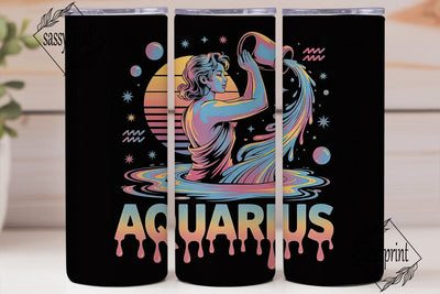 Aquarius Zodiac 20oz Tumbler Wrap Sublimation sassyprint 