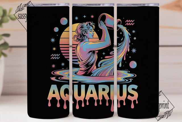 Aquarius Zodiac 20oz Tumbler Wrap Sublimation sassyprint 