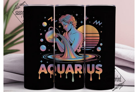 Aquarius Zodiac 20oz Tumbler Wrap Sublimation sassyprint 