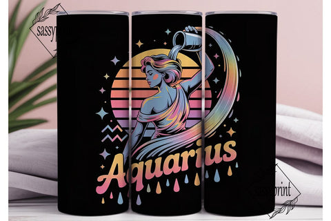Aquarius Zodiac 20oz Tumbler Wrap Sublimation sassyprint 