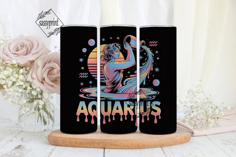 Aquarius Zodiac 20oz Tumbler Wrap Sublimation sassyprint 