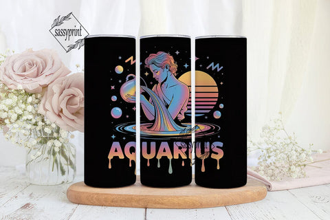 Aquarius Zodiac 20oz Tumbler Wrap Sublimation sassyprint 