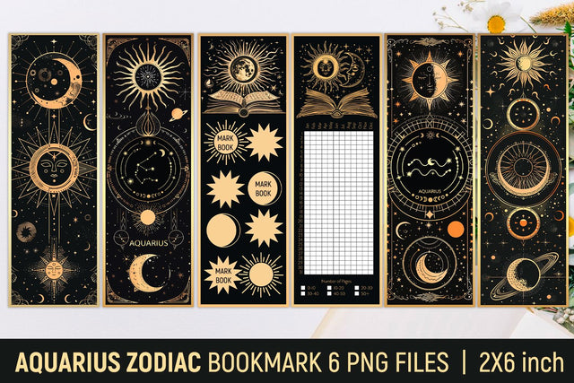 Aquarius zodiac bookmark Sublimation KMarinaDesign 