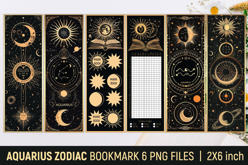 Aquarius zodiac bookmark Sublimation KMarinaDesign 