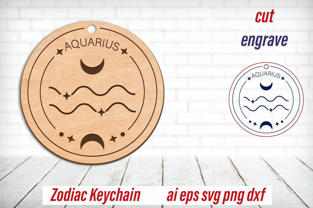 Aquarius zodiac keychain laser engraving, Astrology sign, Horoscope svg SVG AnastasiyaArtDesign 