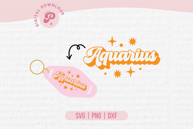 Aquarius Zodiac Motel Keychain SVG SVG Totally Posie 