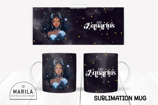 Aquarius Zodiac Sign mug sublimation design Sublimation Marilakits 